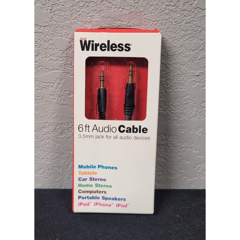 Just Wireless 6ft Audio Cable 3.5mm Male-to-Male Auxiliary (AUX) Cable New